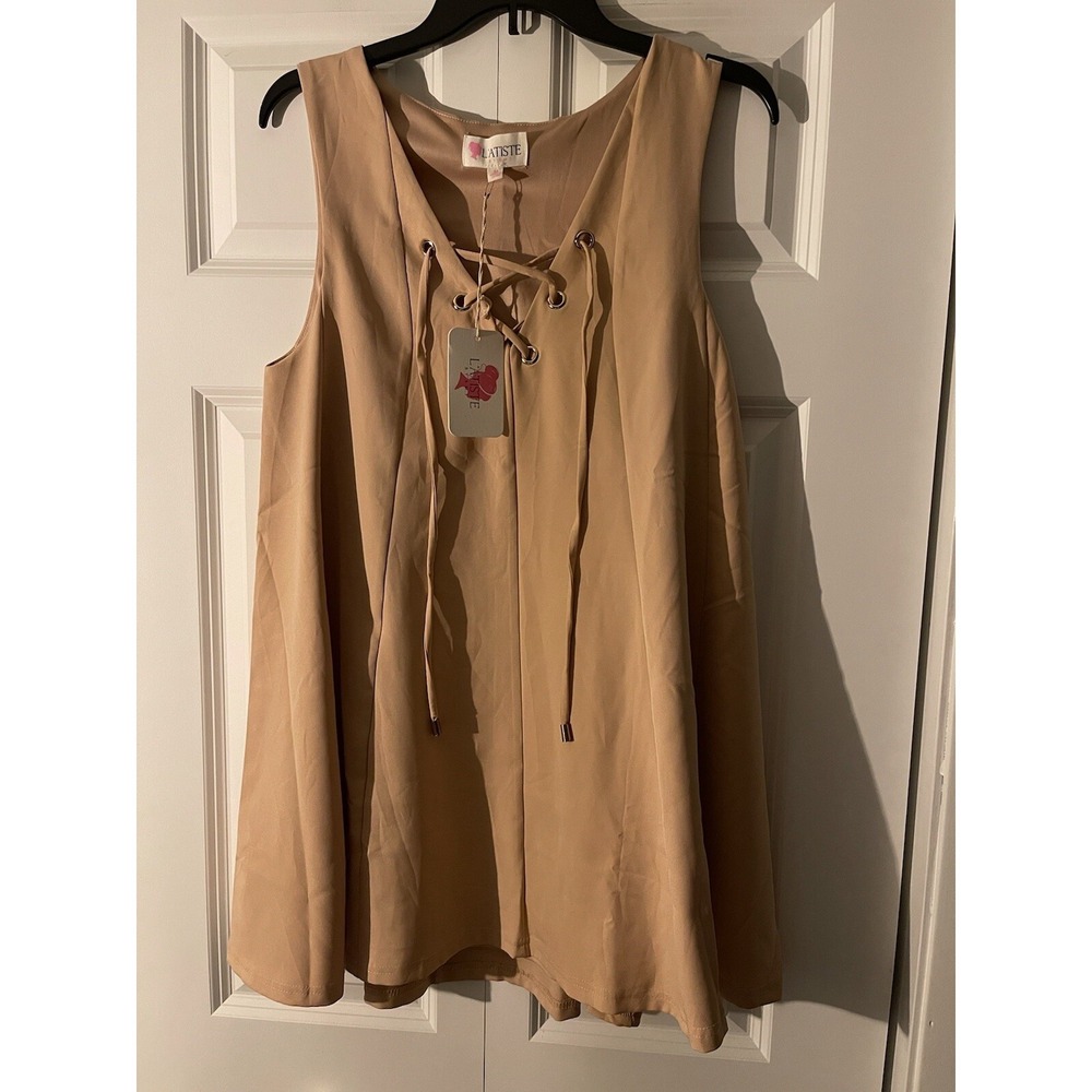 L'atiste by Amy Swing Mini dress medium light pink Lace Up new with tags